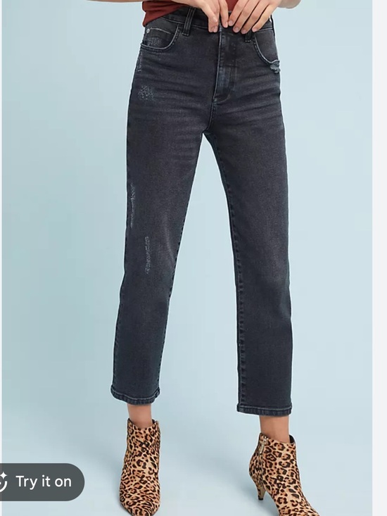 Anthropologie Denim - Anthropologie Pilcro Gray High Waist Relaxed Straight Leg Cropped Jeans 30